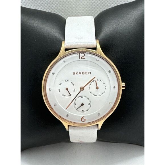 Skagen SKW2311 Women\'s White Leather Strap Analog Dial Quartz Wrist Watch JNA917 main image 9